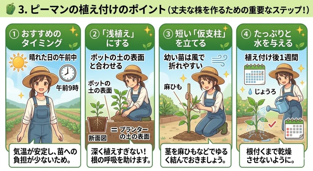 ピーマンの植え付けのポイント