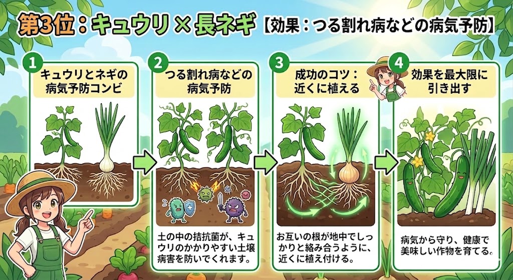 キュウリと長ネキのコンパニオンプランツ
