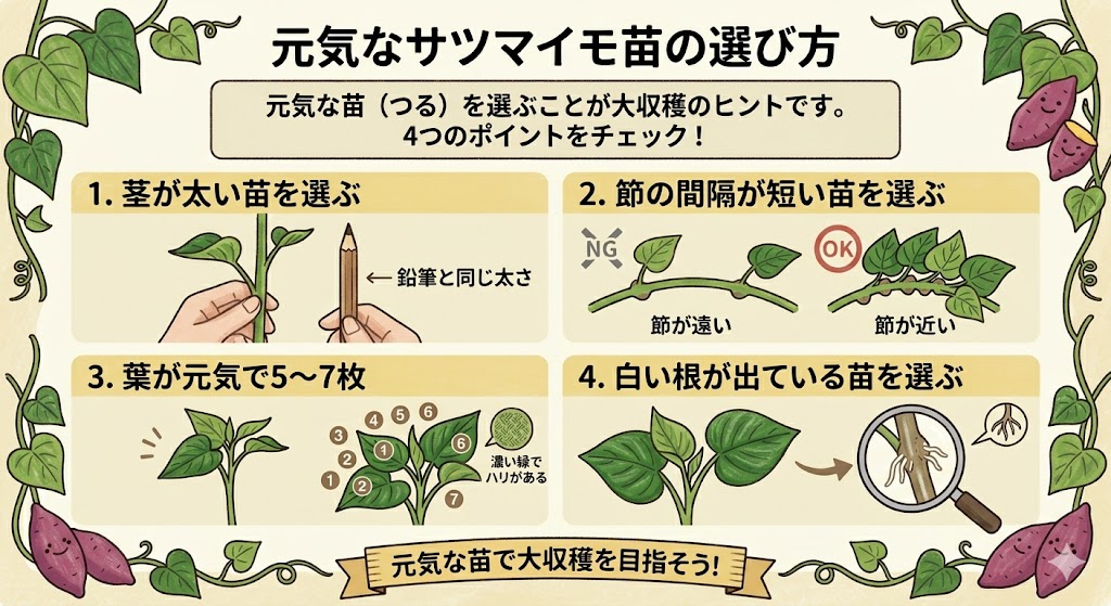 元気なサツマイモ苗の選び方