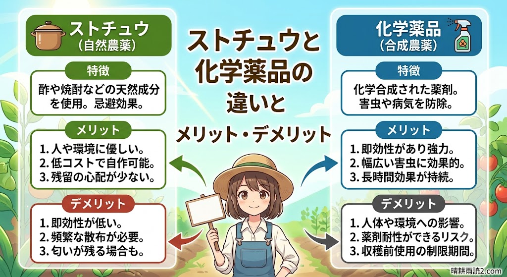 ストチュウと化学薬品の違いとメリット・デメリット